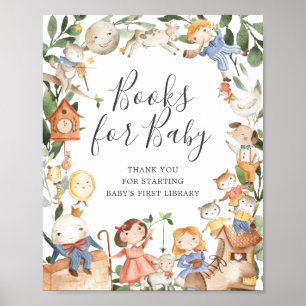 Póster Nursery Rhymes Baby Shower Books Para El Rótulo De