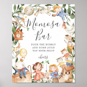 Póster Nursery Rhymes Baby Shower Mimosa Bar Rótulo