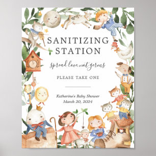 Póster Nursery Rhymes Baby Shower Sanitization Station Ró