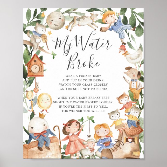 Póster Nursery rimas Baby Shower Mi Rótulo de rotura de a (Frente)