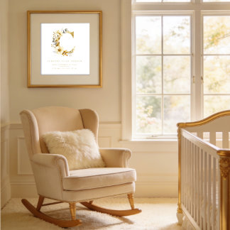 Póster Nursery Romantic Floral C Letter Gold Effect