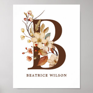 Póster Nursery Wall Art Chica Cottagore Letra B