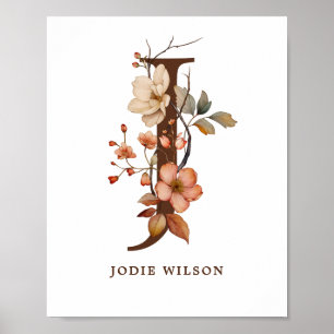 Póster Nursery Wall Art Chica Cottagore Letra J