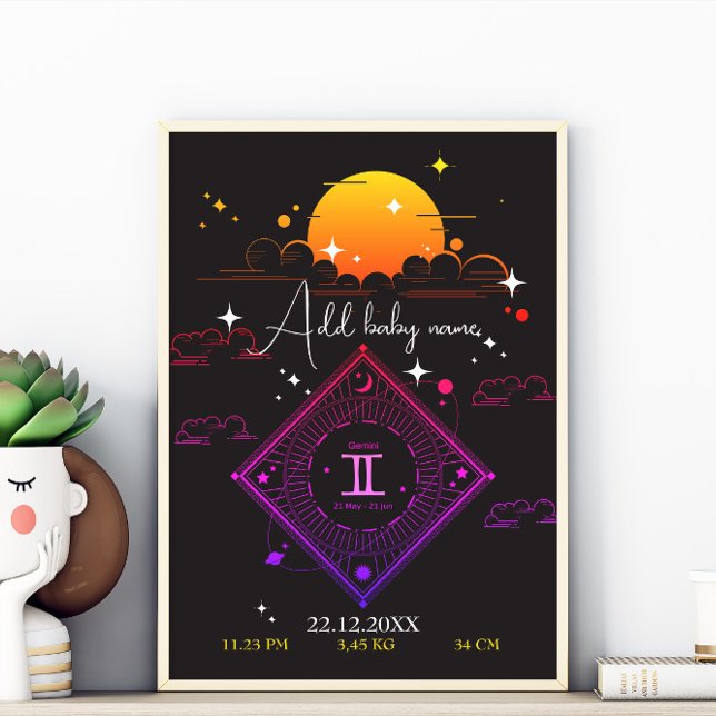 Póster Nursery wall art recién nacido Nombre personalizad (Subido por el creador)