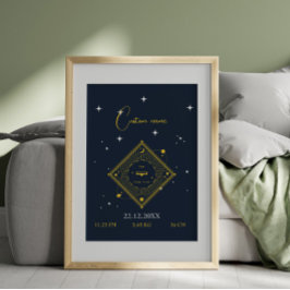 Póster Nursery wall art recién nacido Nombre personalizad