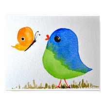 Nursery wallart_ Watercolor Blue Bird