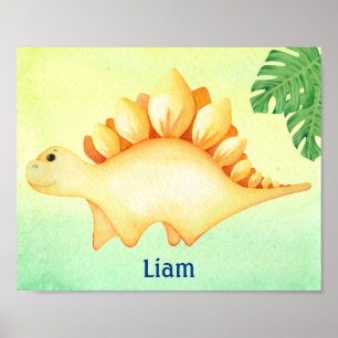 Póster Nursery Watercolor Post de niño de dinosaurio amar