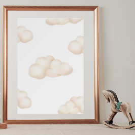 Póster Nursery Whimsical Flotante Nubes Kitten
