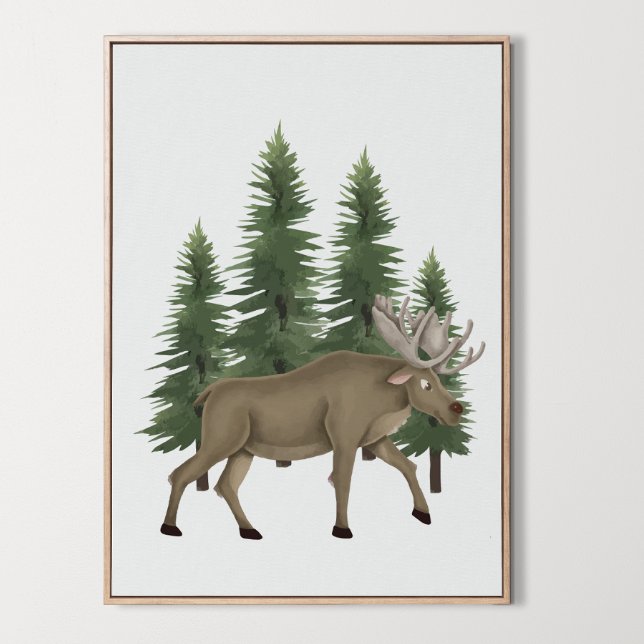 Póster Nursery Woodland Animal Moose Wall Art Decor (Nursery Woodland Animal Moose Wall Art Decor, tree, forest
)