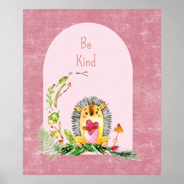 Póster Nursery Woodland Baby Hedgehog Animal Poster (Frente)