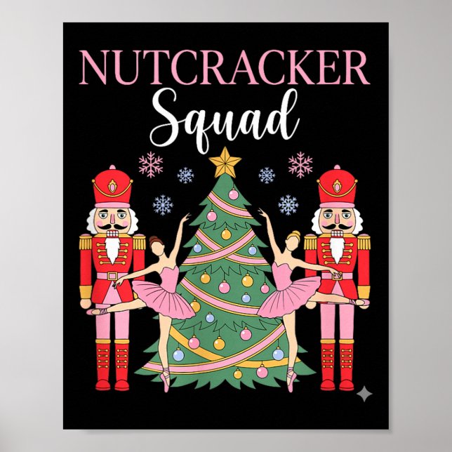 Póster Nutcracker Ballet Christmas Ballerina Nk Dance Squ (Frente)
