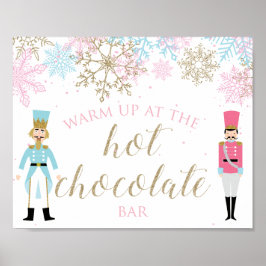 Póster Nutcracker Hot Chocolate Bar Pink Gold Snowflakes