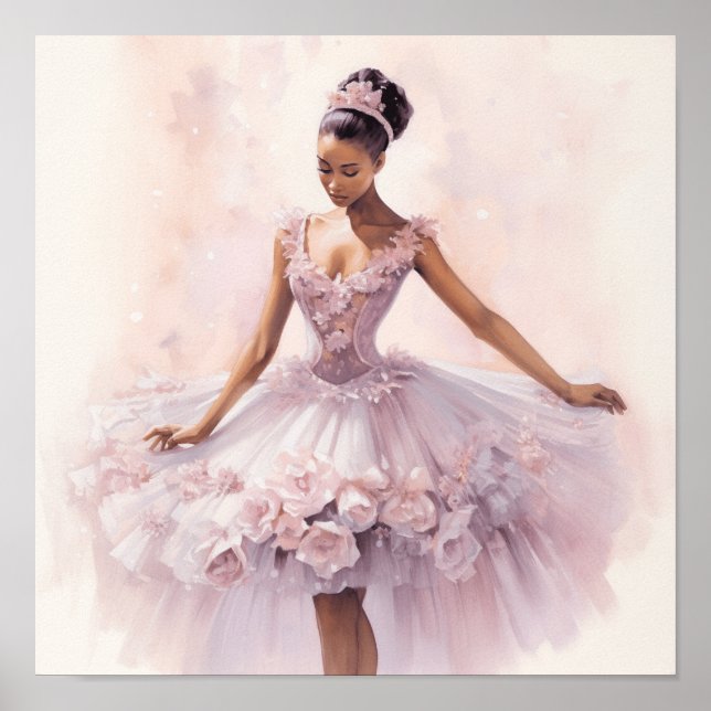 Póster Nutcracker: Leche de azúcar negra en tutu rosado (Frente)