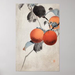 Póster Nuthatch sobre los simbolos de Ohara Koson