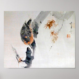 Póster Nuthatch trepando un árbol, Watanabe Seitei