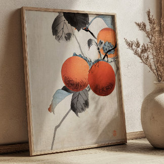 Póster Nuthatcher atop Persimmons by Ohara Koson Japanese
