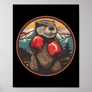 Póster Nutria de boxeo con guantes de boxeo Kickboxing di