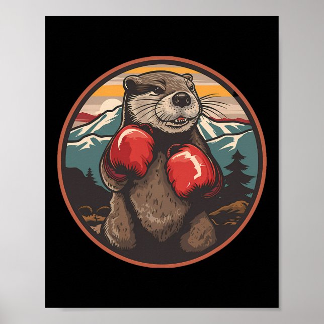 Póster Nutria de boxeo con guantes de boxeo Kickboxing di (Frente)