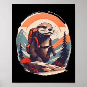 Póster Nutria de río senderismo amante de animales de moc