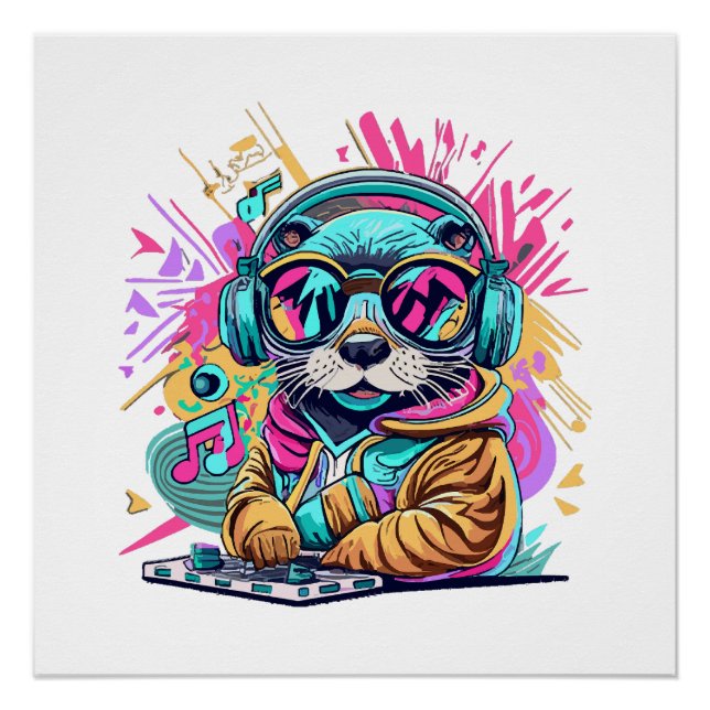 Póster nutria Dj vibraciones de los 90 (Anverso)
