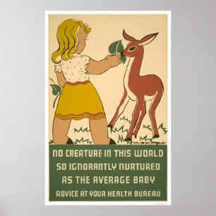 Póster Nutrición de los ciervos del chica WPA 1938