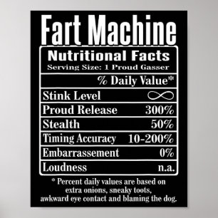 Póster Nutrion Facts Fart Machine Dad Chistes Graciosos F