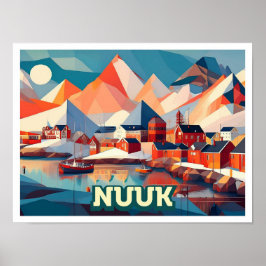 Póster Nuuk Greenland Travel artístico colorido