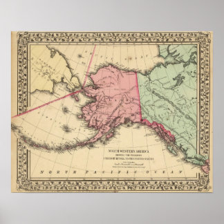 Póster NW America Map by Mitchell