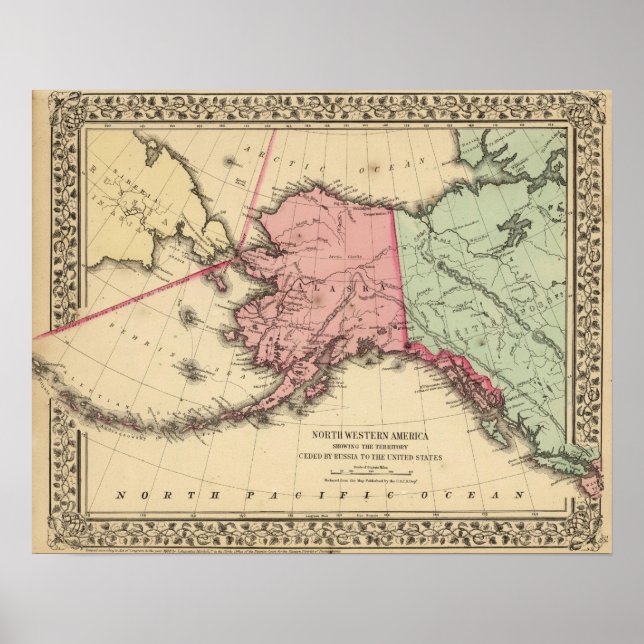 Póster NW America Map by Mitchell (Frente)