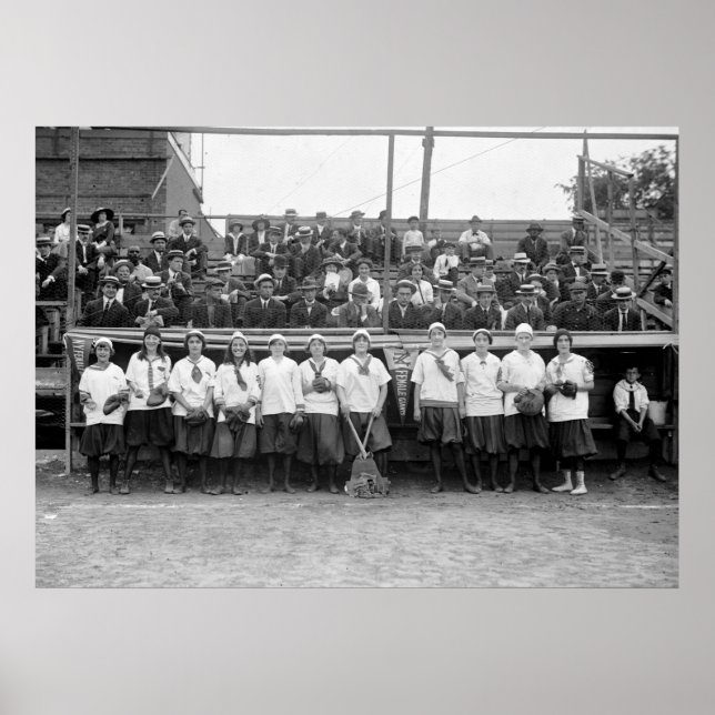 Póster NY Gigantes Femeninas Béisbol, 1913 (Frente)