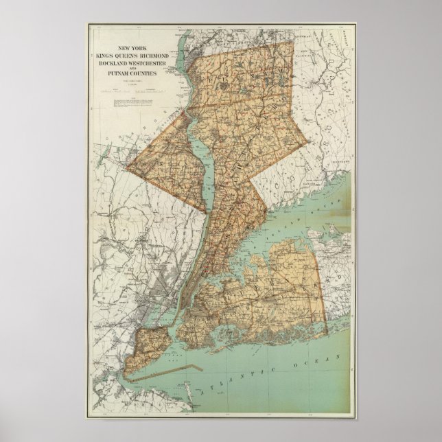 Póster NY, Kings, Queens, Richmond, Rockland (Frente)