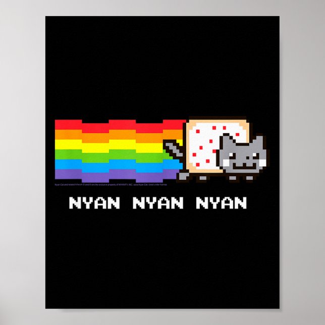 Póster Nyan Cat Nyan Nyan Nyan Rainbow Funny Internet Mem (Frente)