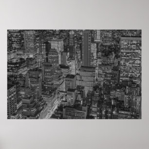 Póster NYC Black White New York City Skyline
