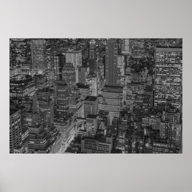 Póster NYC Black White New York City Skyline (Frente)