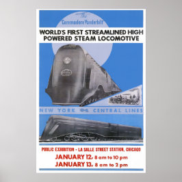Póster NYC Commodore Vanderbilt Locomotive