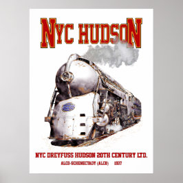Póster NYC Dreyfuss Hudson Loco. 20th Century Limited