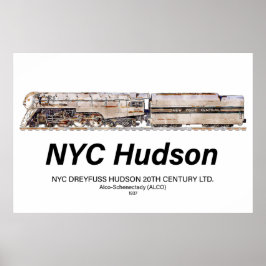 Póster NYC Dreyfuss Hudson Steam Locomotive. Profile