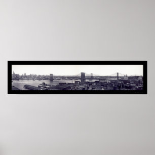 Póster NYC East River tiende un puente sobre la foto 1909