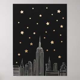 Póster NYC Empire State Sketch I Starry Night Poster