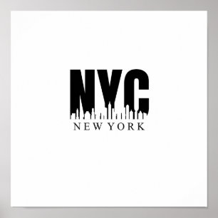 Póster NYC en blanco y negro con Skyline