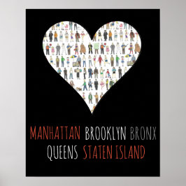 Póster NYC Heart Brooklyn Bronx Queens Manhattan
