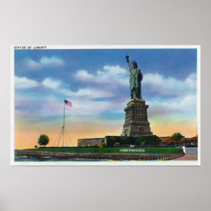 Póster NYC, New YorkView of the Statue of Liberty