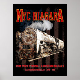 Póster NYC Niagara Steam Locomotive with American flag