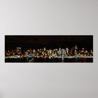 Póster NYC Nocturna Neon Skyline