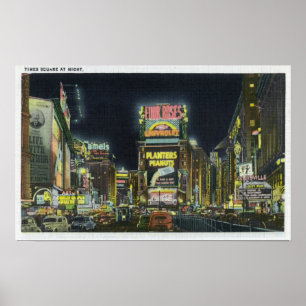 Póster NYC, nuevo YorkView del Times Square en la noche #