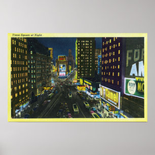Póster NYC, nuevo YorkView del Times Square en la noche #