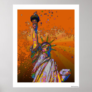 Póster NYC psicodélico: Estatua de la libertad 001