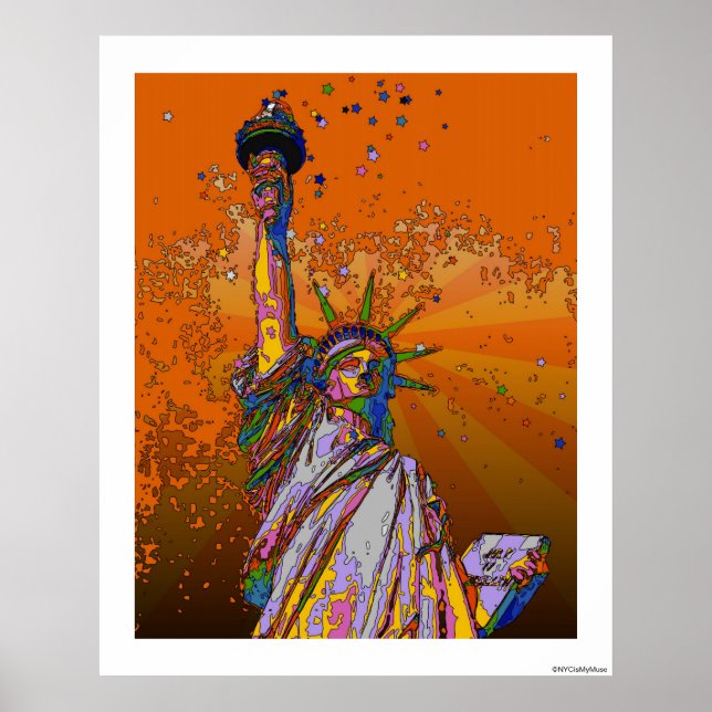 Póster NYC psicodélico: Estatua de la Libertad 2001 (Frente)