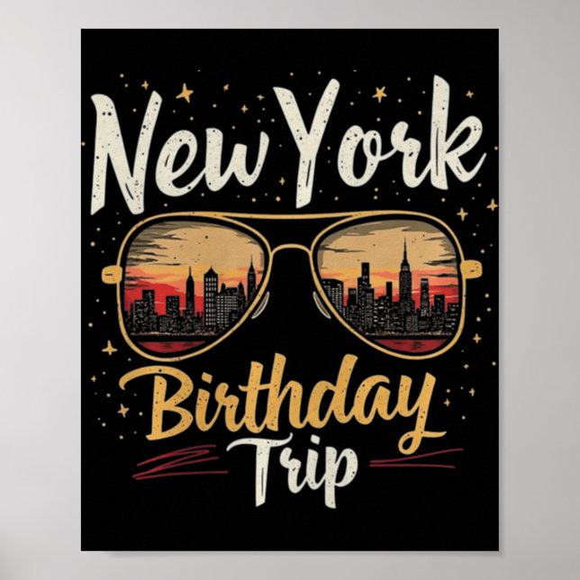 Póster Nyc Skyline Birthday New York Trip Celebration Des (Frente)