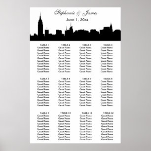 Póster NYC Wide Silhouette DIY BG Color Seating Chart